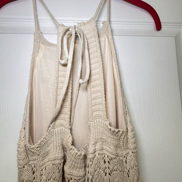 Miou Muse Abigale Crochet Maxi Dress Cream Boho Knit APIARI Size Large - Picture 10 of 11